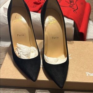 Christian Louboutin Kate Black Suede Pointed-Toe Stiletto Pumps